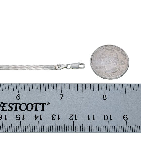 Vintage Italy Sterling Silver 925 3mm Greek Key Herringbone Bracelet 7.5" - Picture 5 of 6